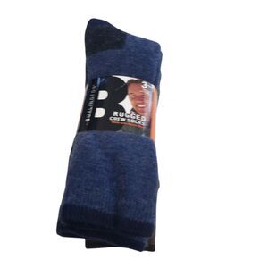 NEW Burlington Set of 3 Men's Rugged Merino Wool Crew Socks, Fits Shoe Size 6-12